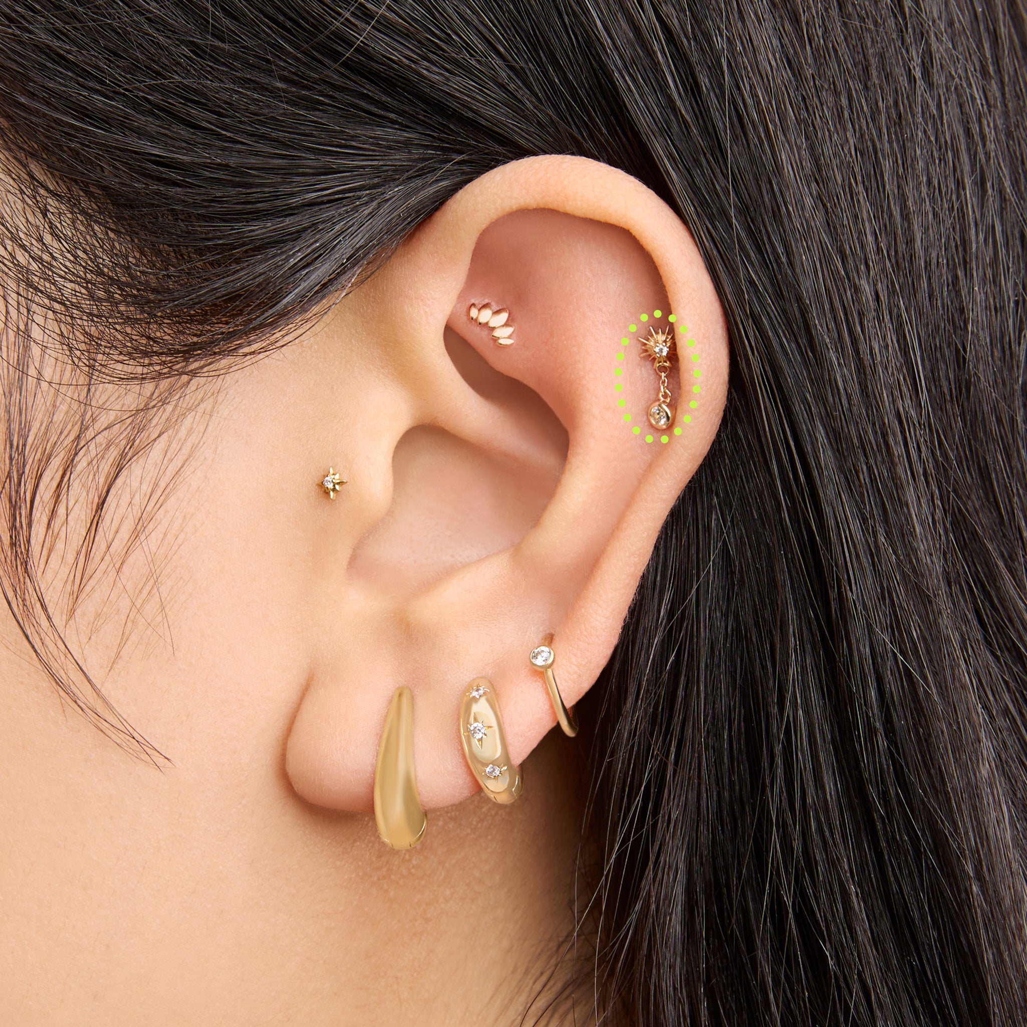 14K Twinkle Dangle Flatback Stud - Image 2