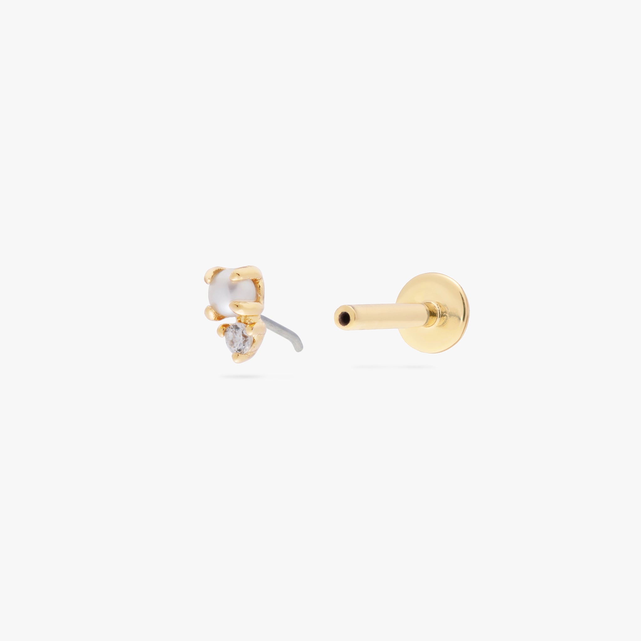 14K Stacked CZ Flatback Stud - Image 15