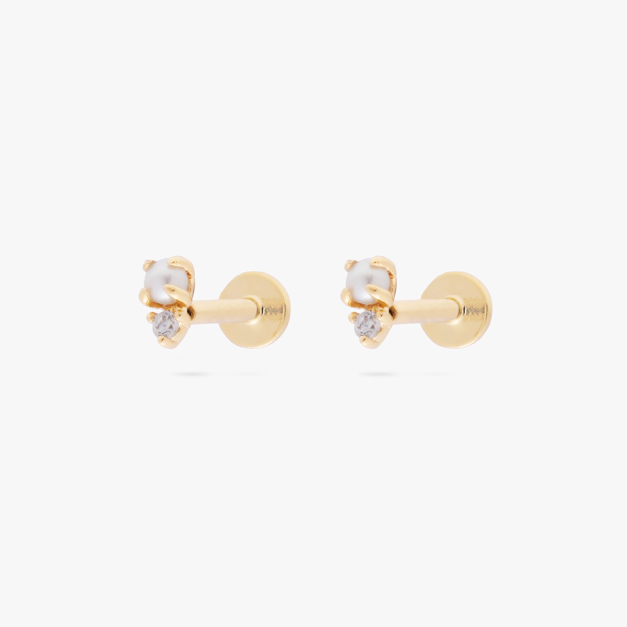 14K Stacked CZ Flatback Stud - Image 16