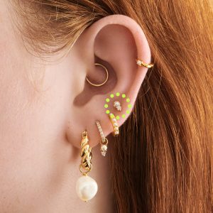 Alternative view of Stacked CZ Pearl Flatback Stud