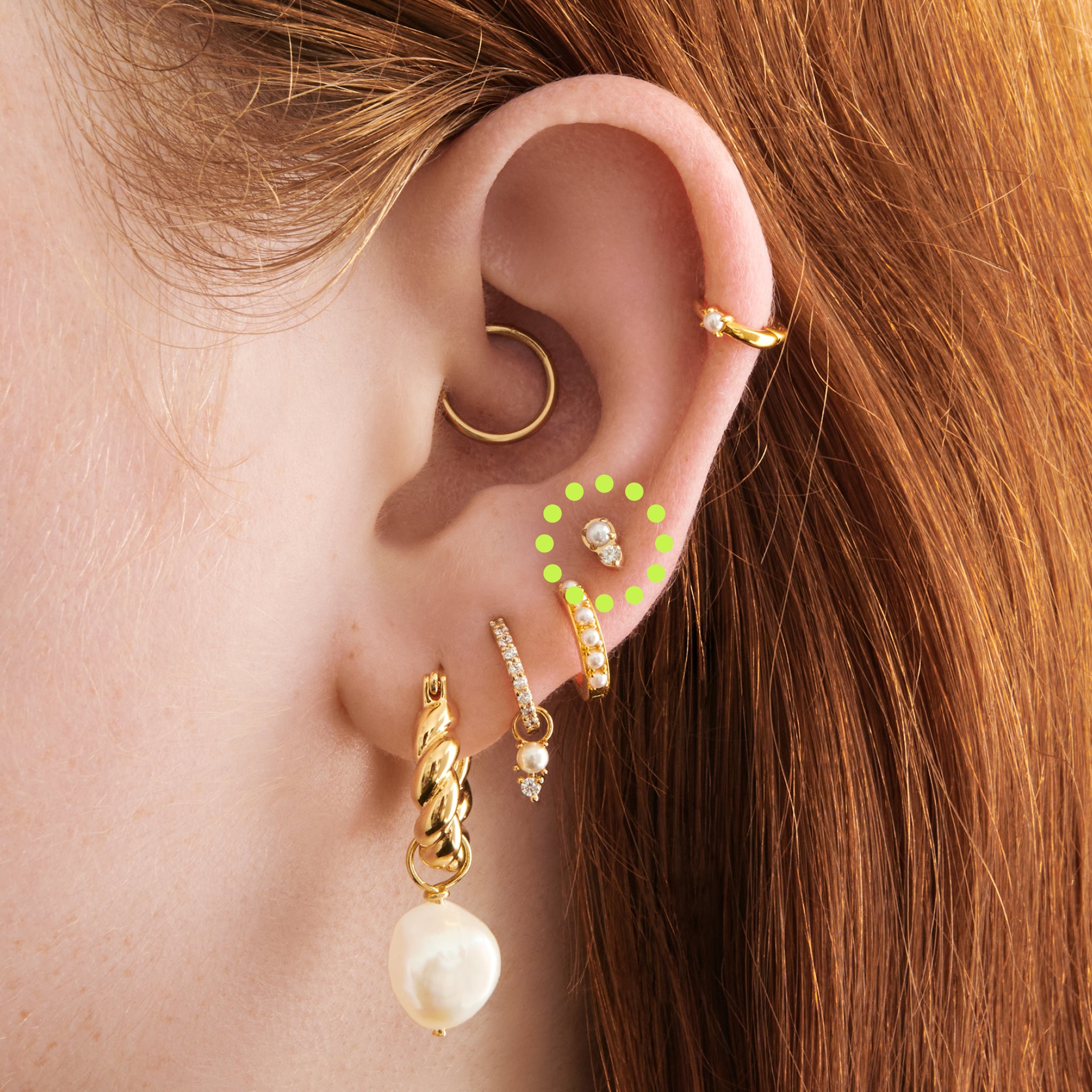 Stacked CZ Pearl Flatback Stud - Image 2