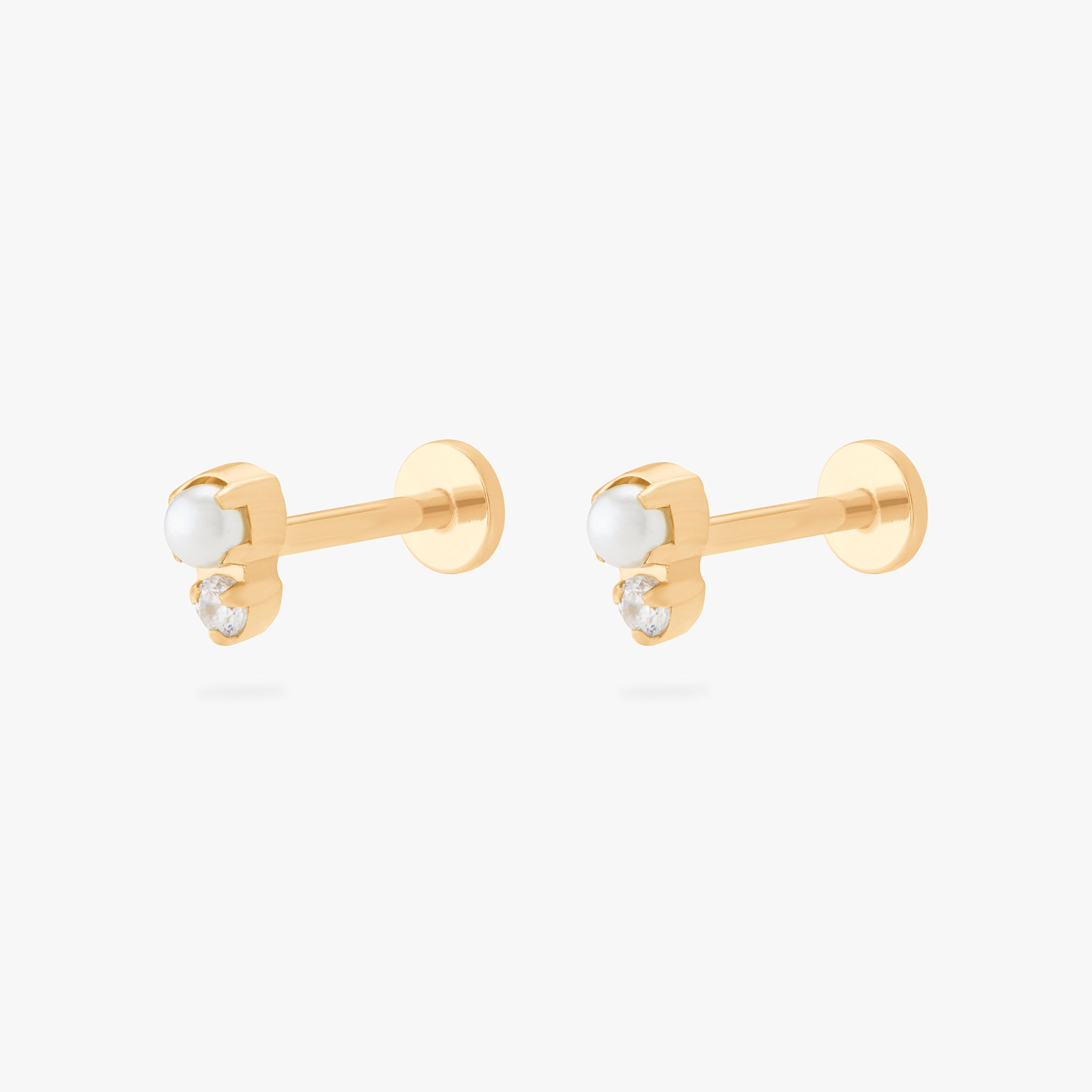 Stacked CZ Pearl Flatback Stud - Image 6