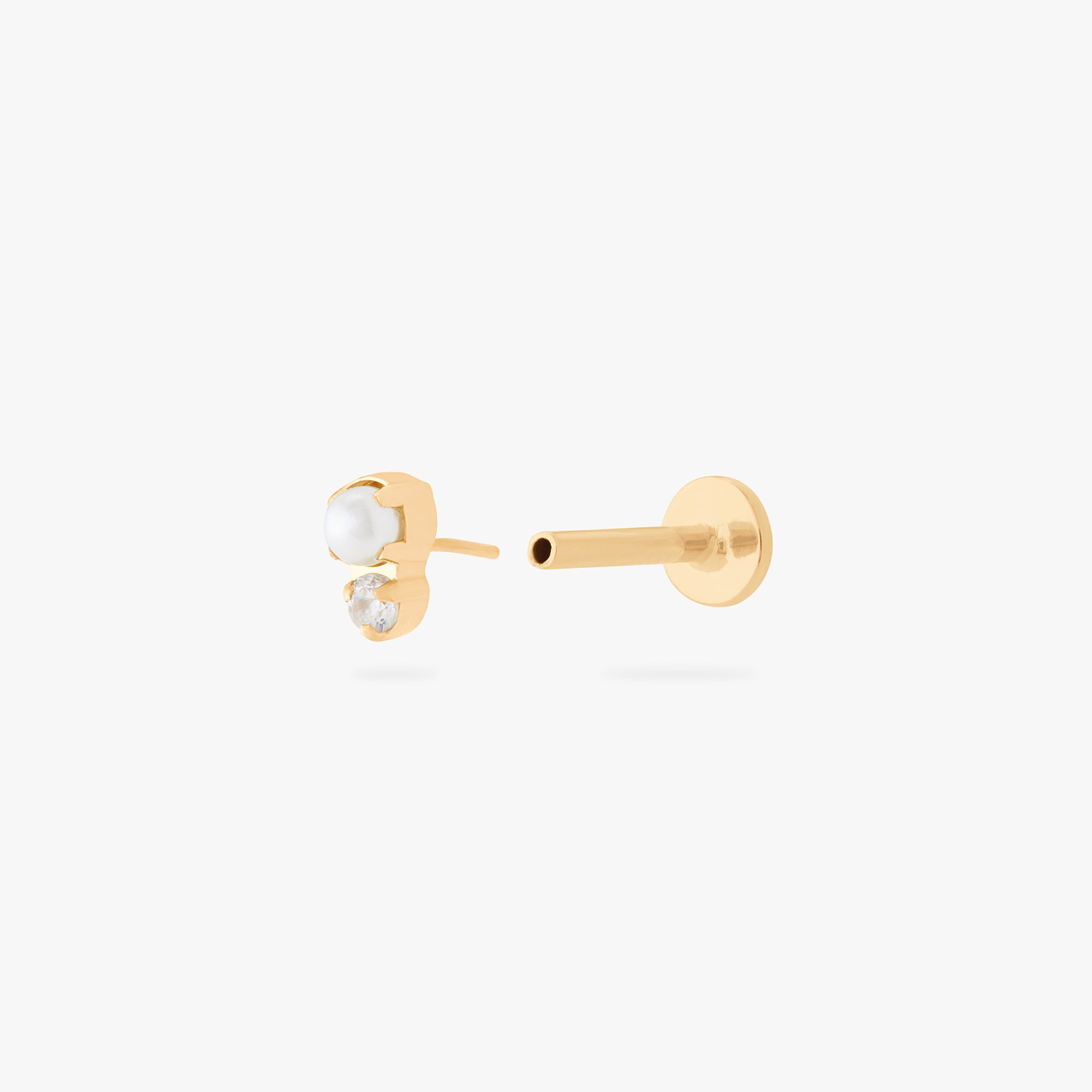Stacked CZ Pearl Flatback Stud - Image 3