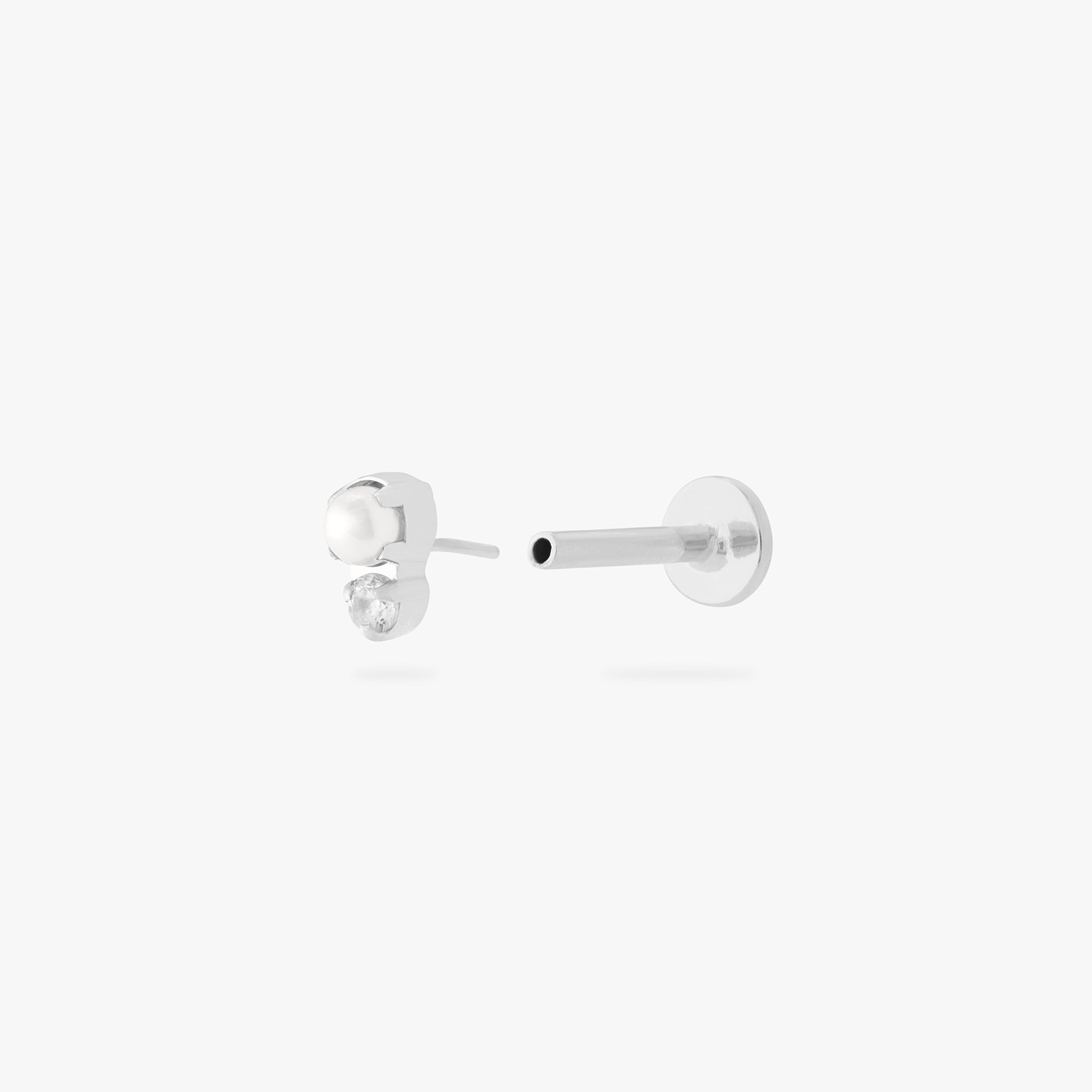 Stacked CZ Pearl Flatback Stud - Image 9