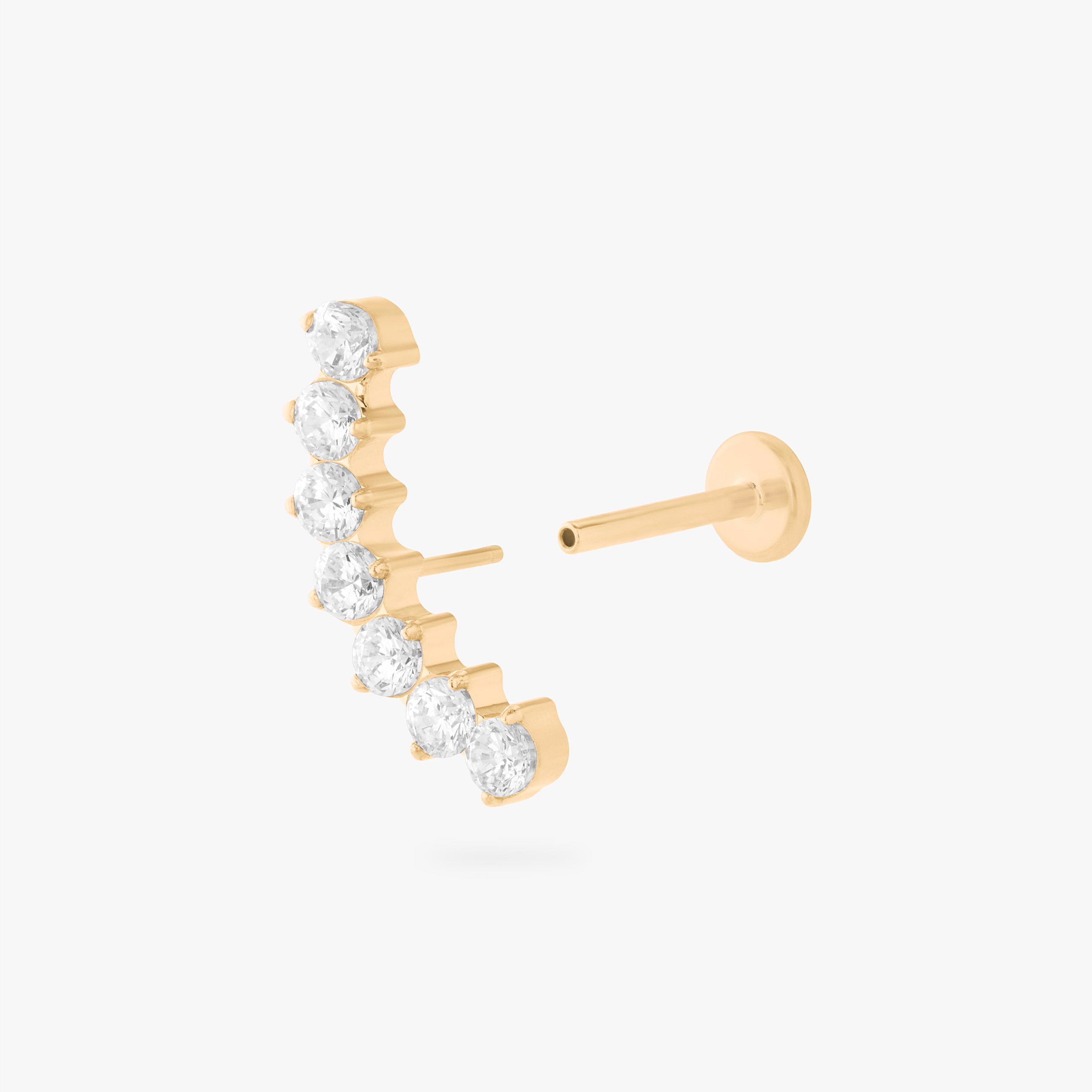 Curved CZ Bar Flatback Stud - Image 4