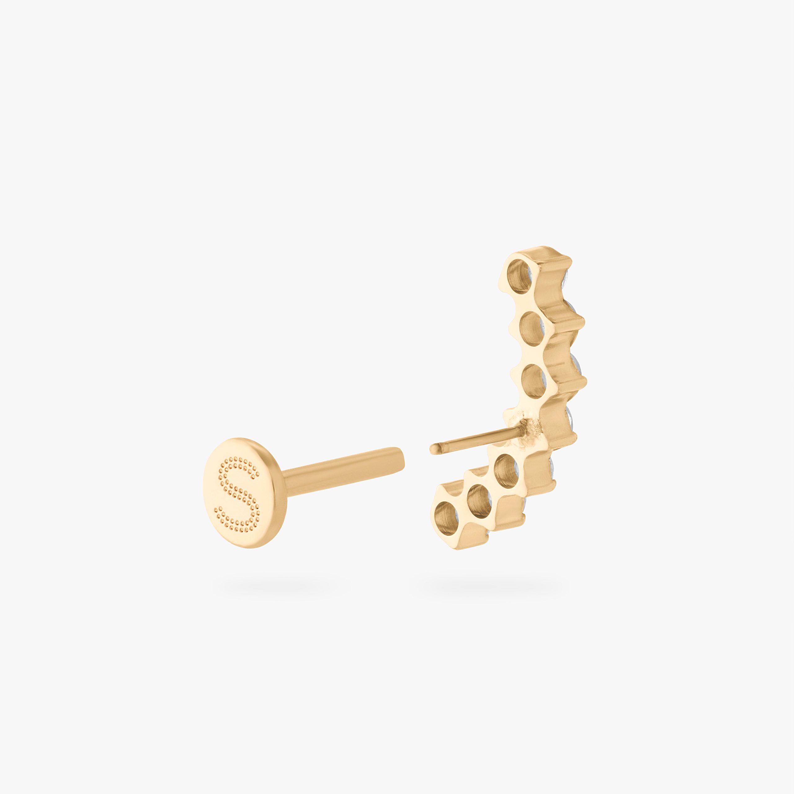 Curved CZ Bar Flatback Stud - Image 5