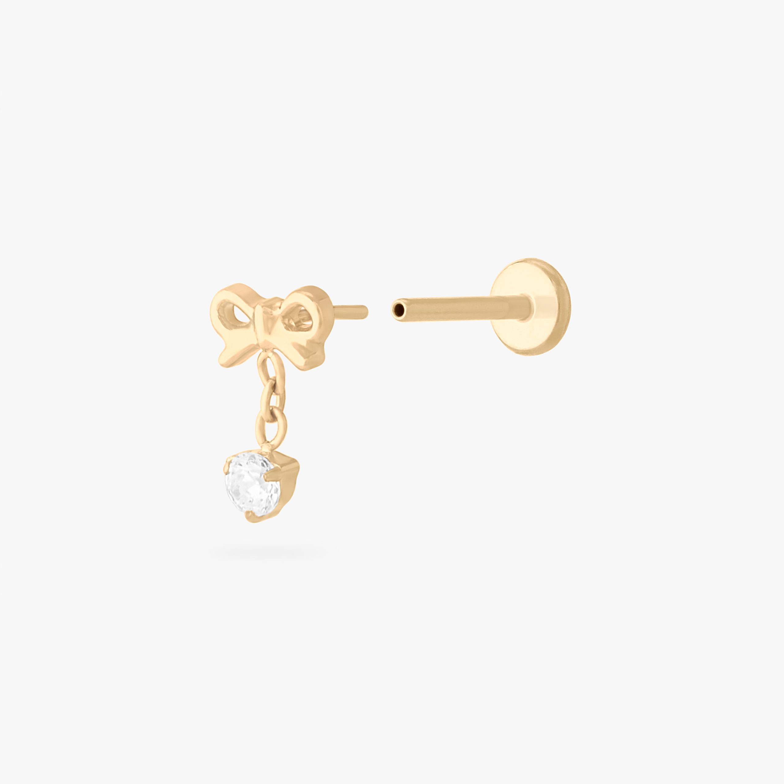 Bow CZ Dangle Flatback Stud - Image 3