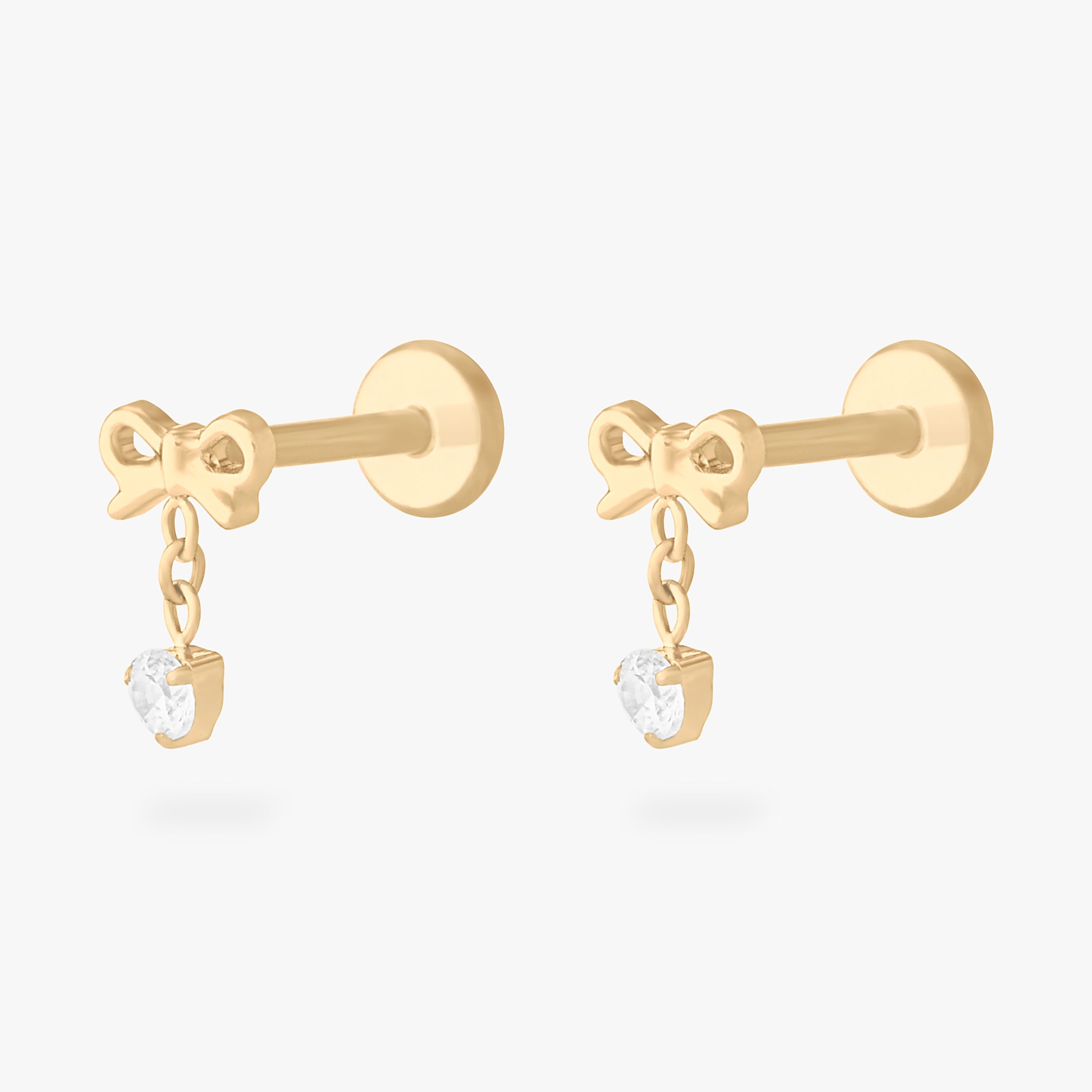 Bow CZ Dangle Flatback Stud - Image 6