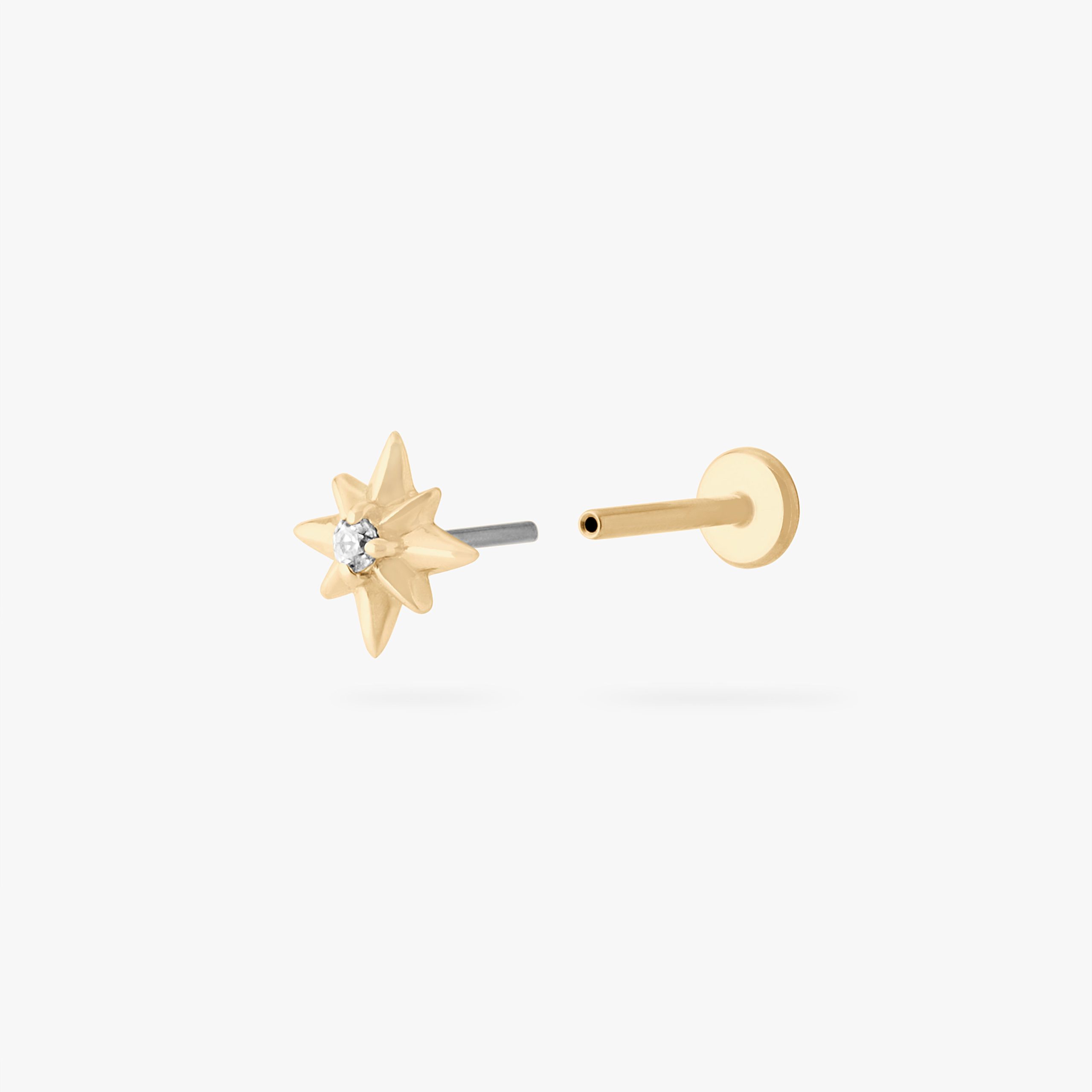 14K Twinkle Star Flatback Stud - Image 3