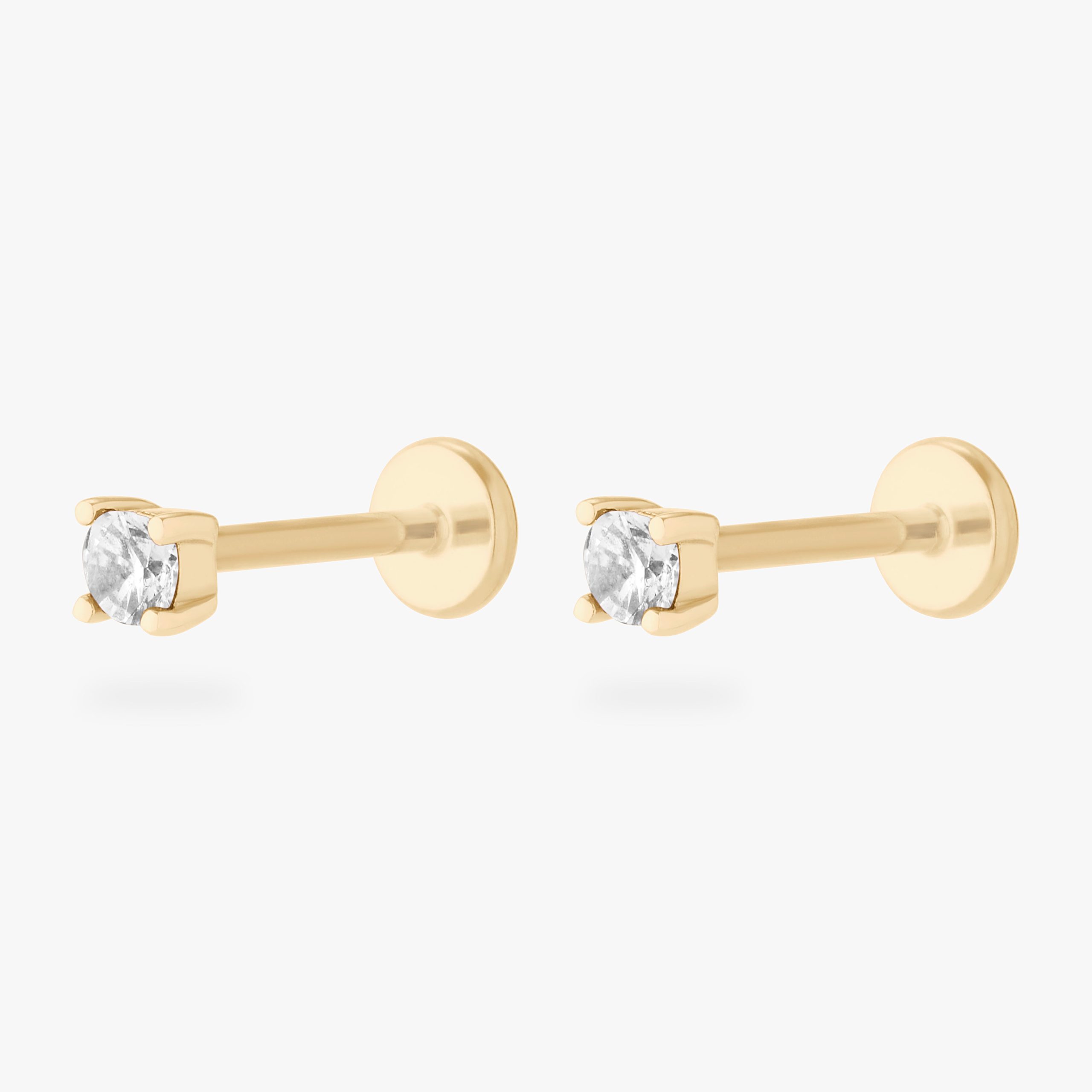 14K Mini CZ Flatback Stud - Image 5