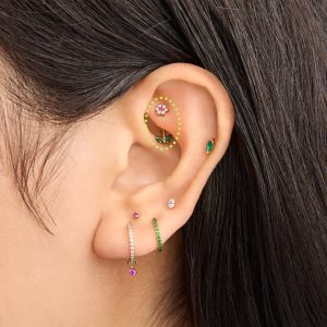 Alternative view of CZ Flower Barbell