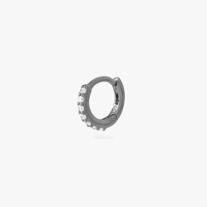 Micro Pave Huggie Gunmetal