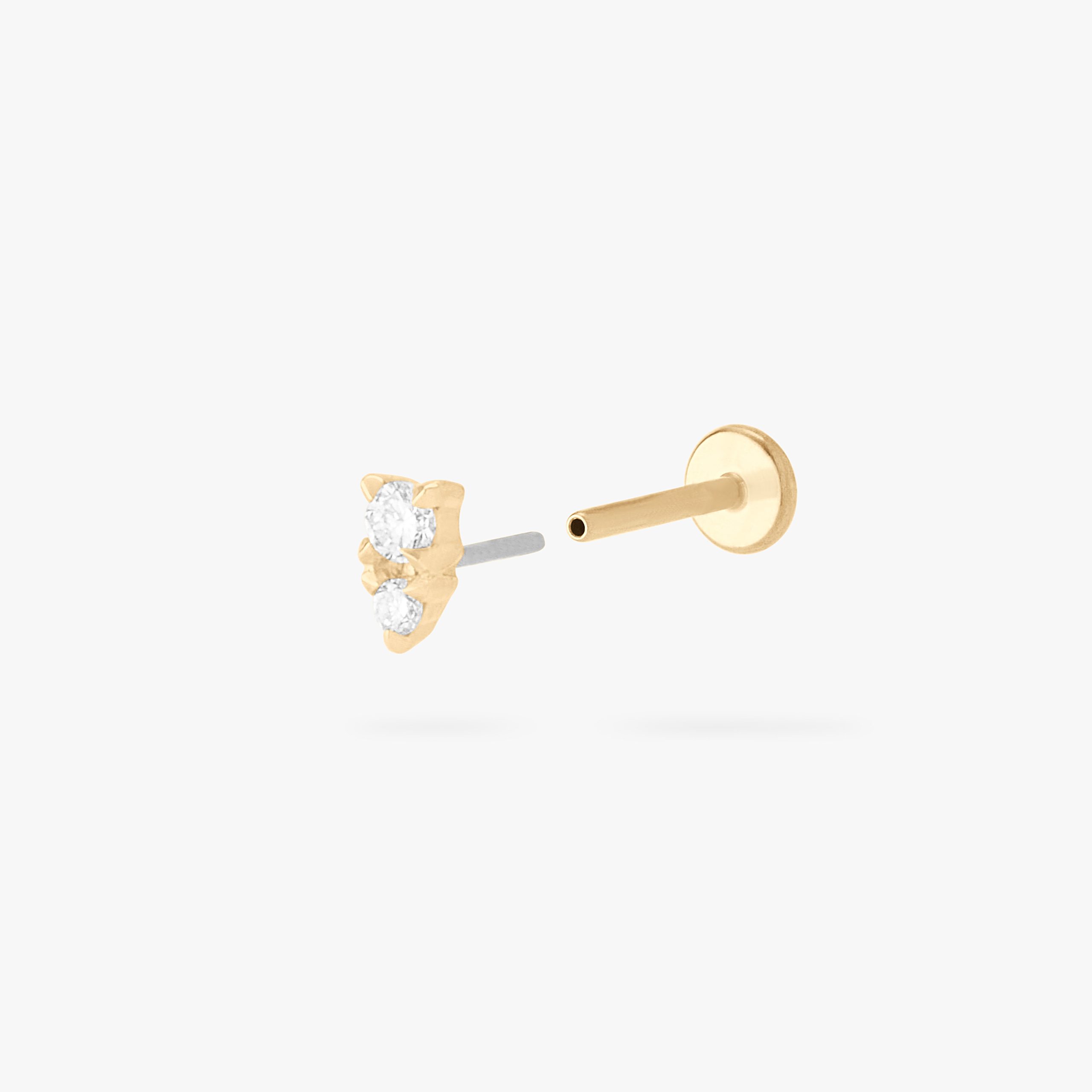 14K Stacked CZ Flatback Stud - Image 3