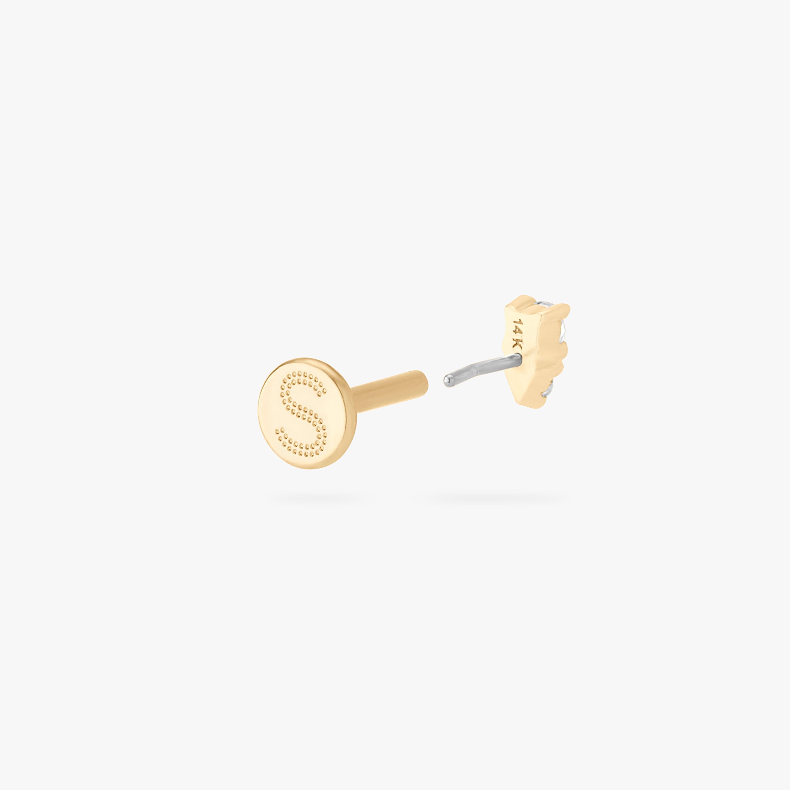 14K Stacked CZ Flatback Stud - Image 5