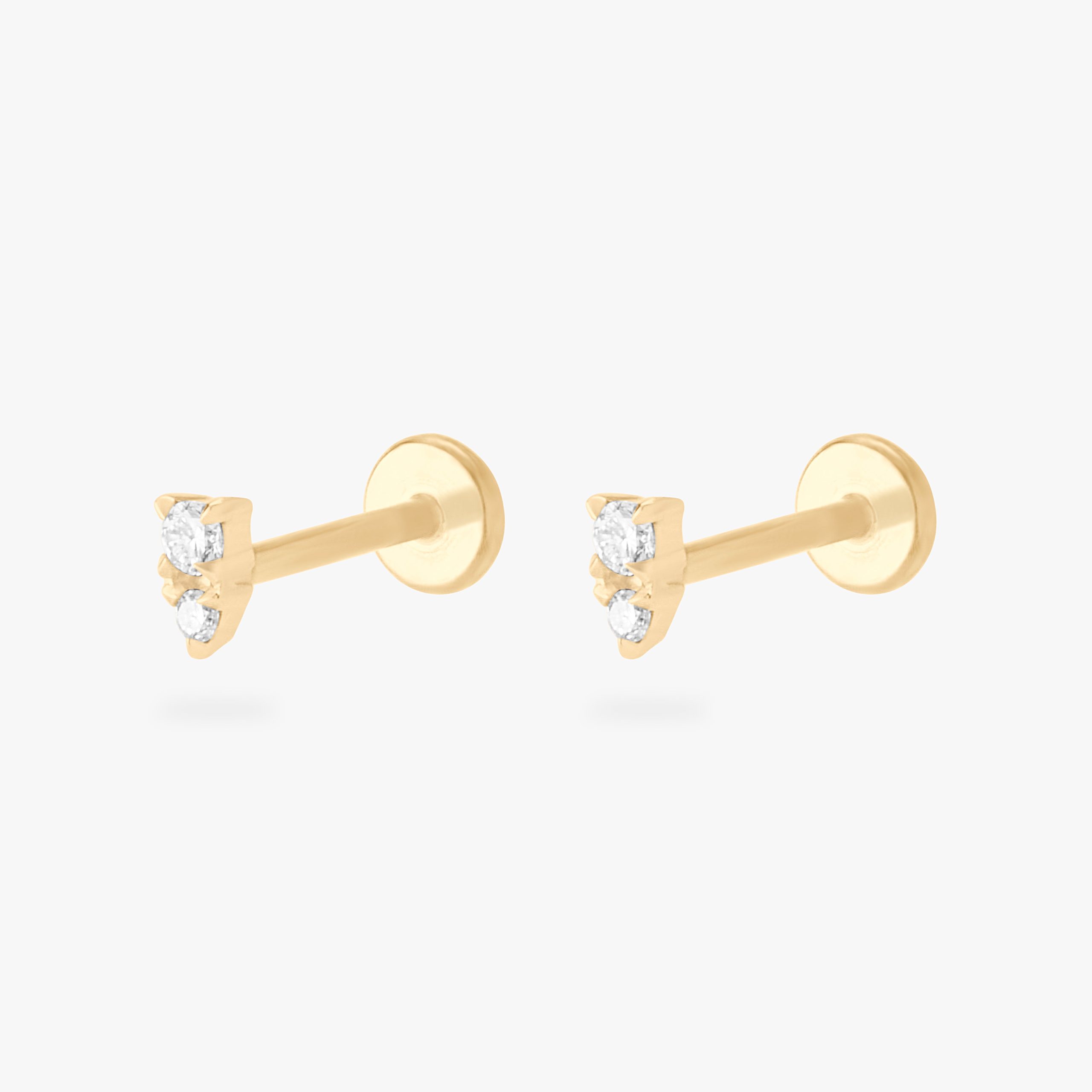 14K Stacked CZ Flatback Stud - Image 6
