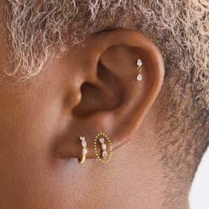 Alternative view of Micro Pave Pear Huggie