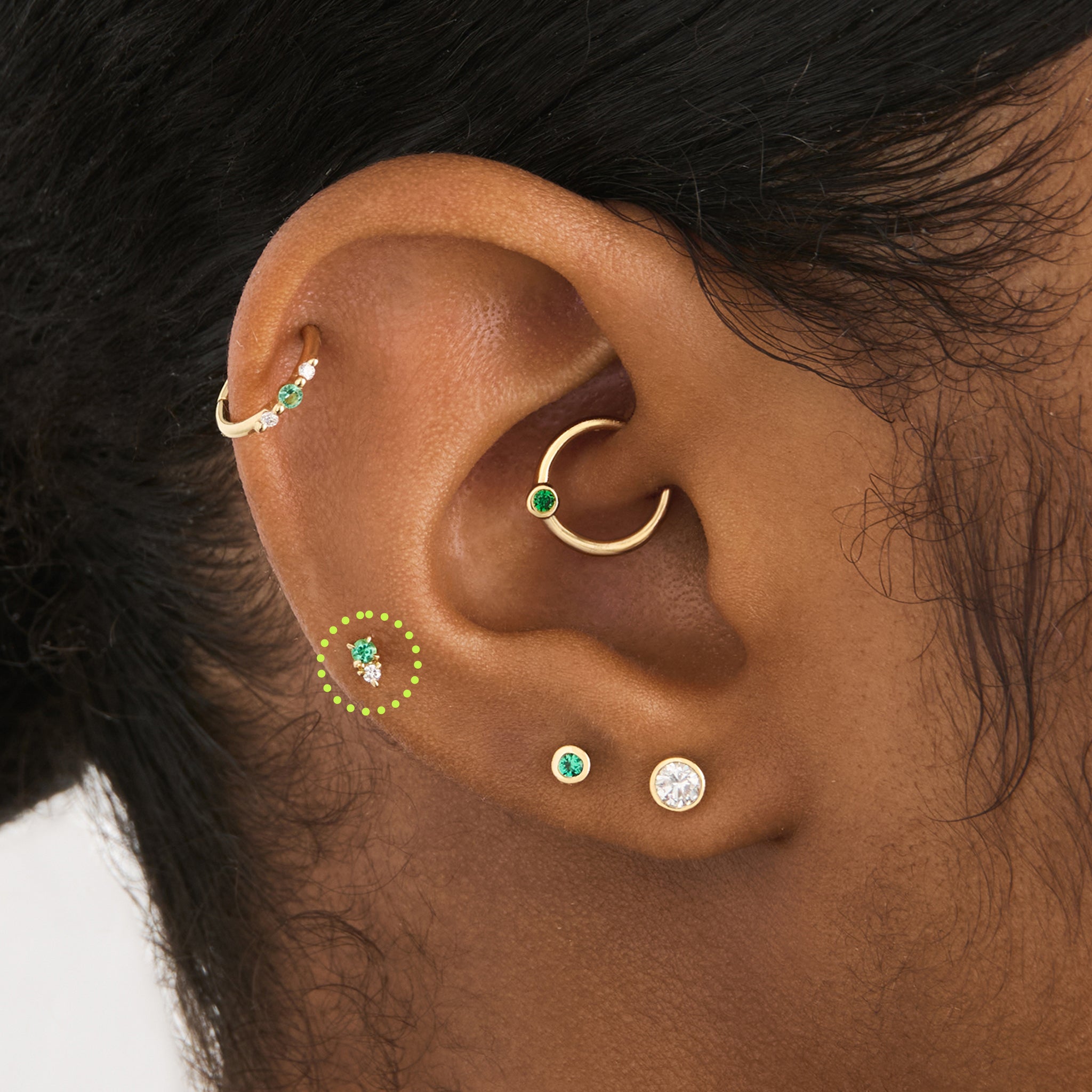 14K Stacked CZ Flatback Stud - Image 8