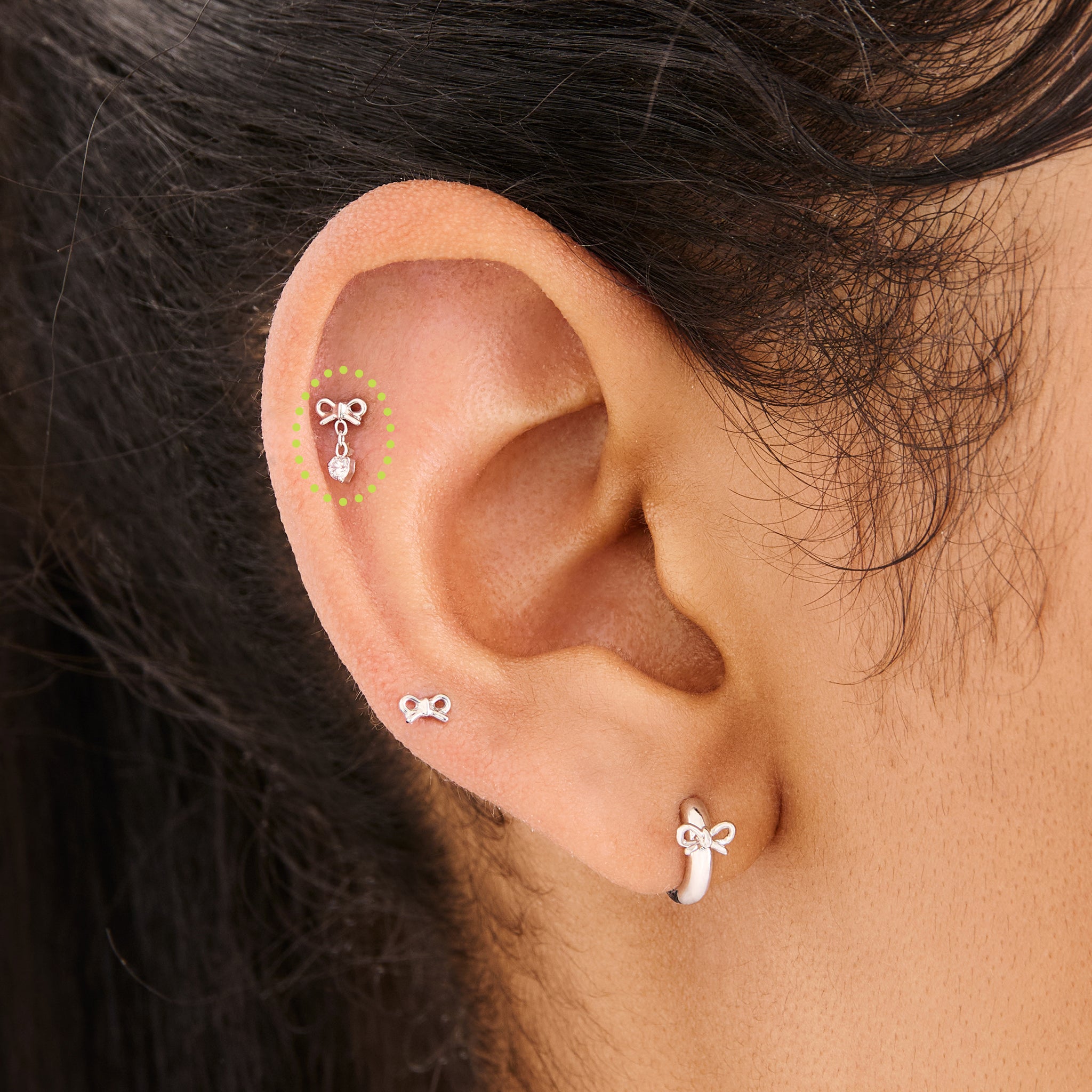 Bow CZ Dangle Flatback Stud - Image 8