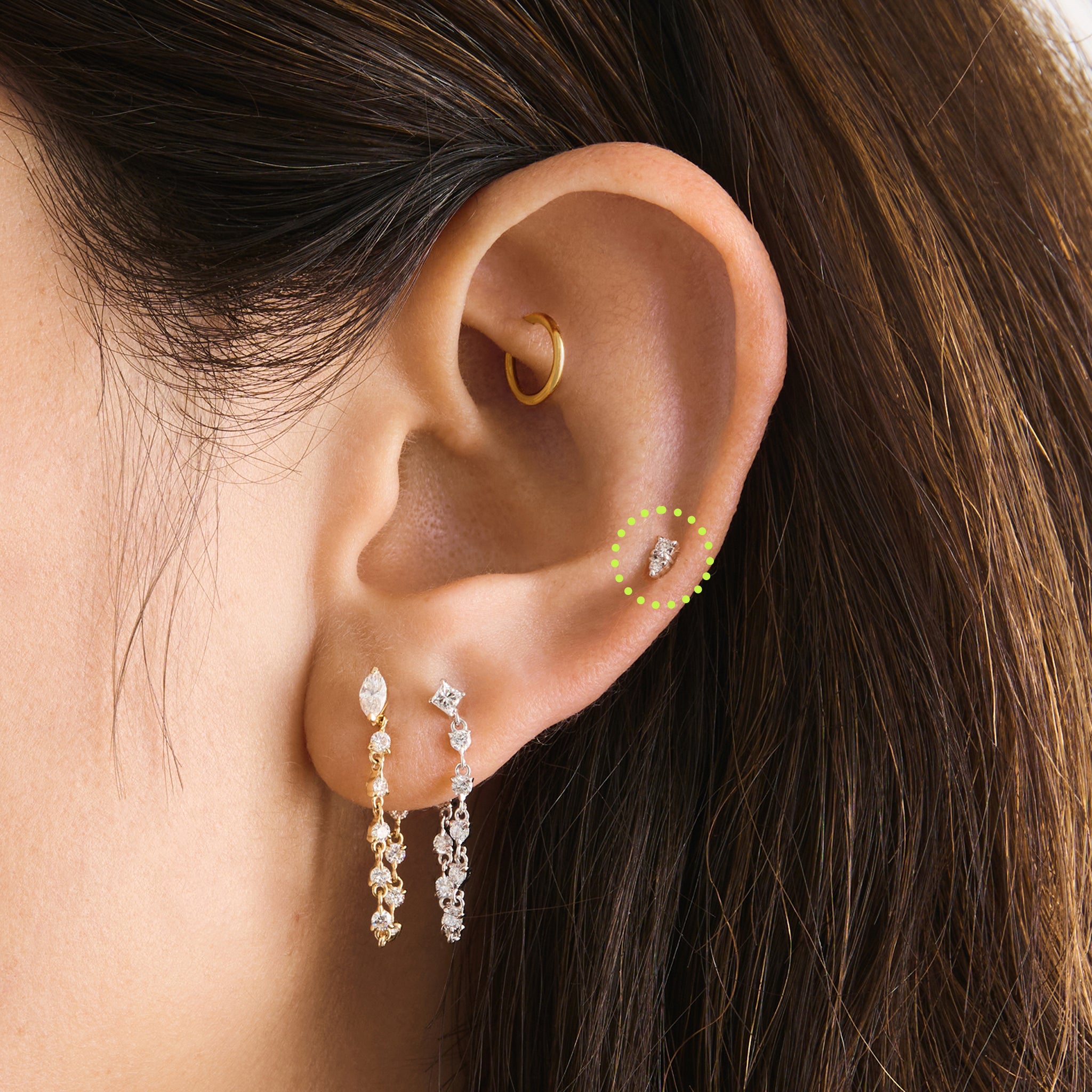 14K Stacked CZ Flatback Stud - Image 2