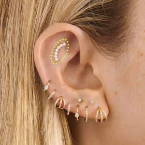 Alternative view of Curved CZ Bar Flatback Stud