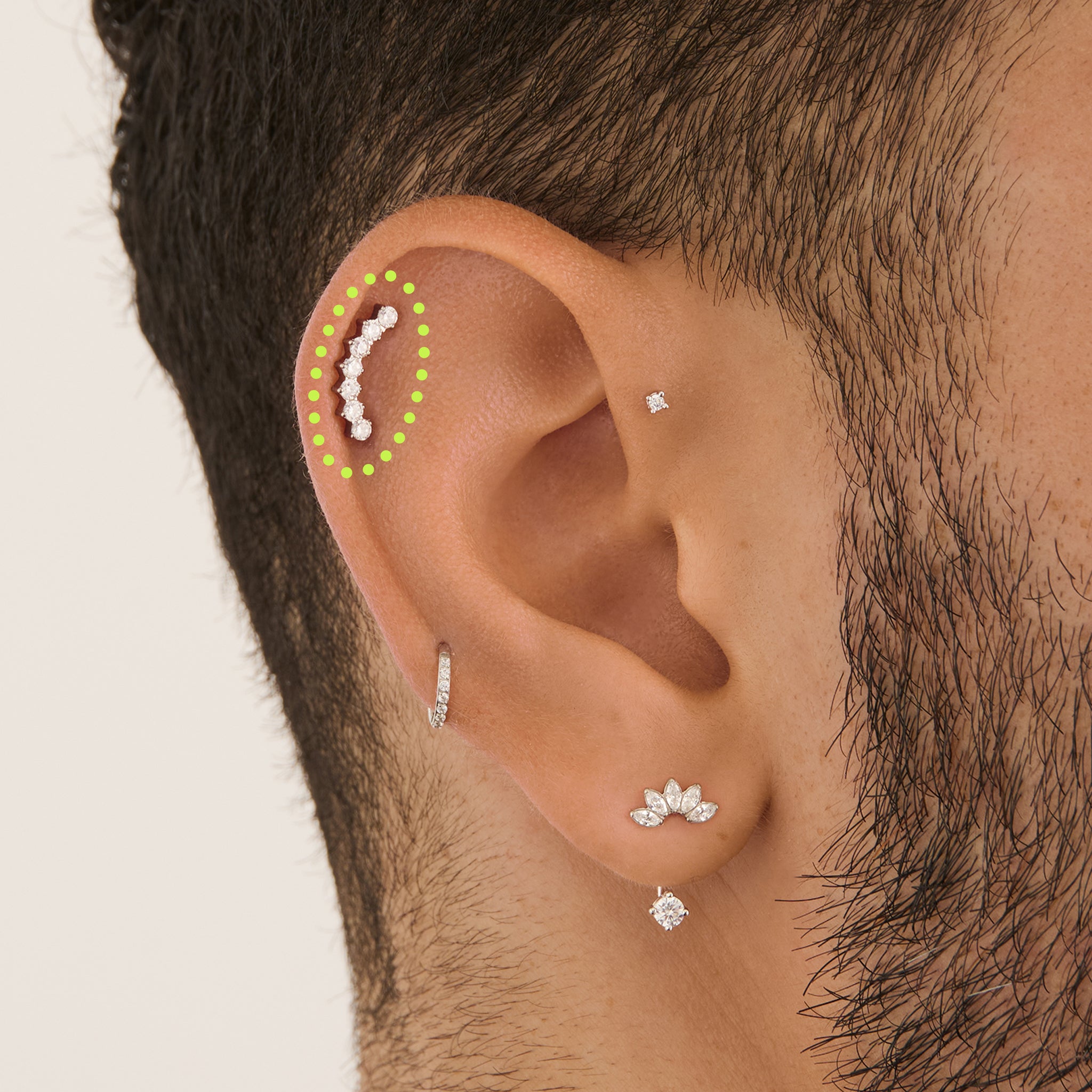 Curved CZ Bar Flatback Stud - Image 8