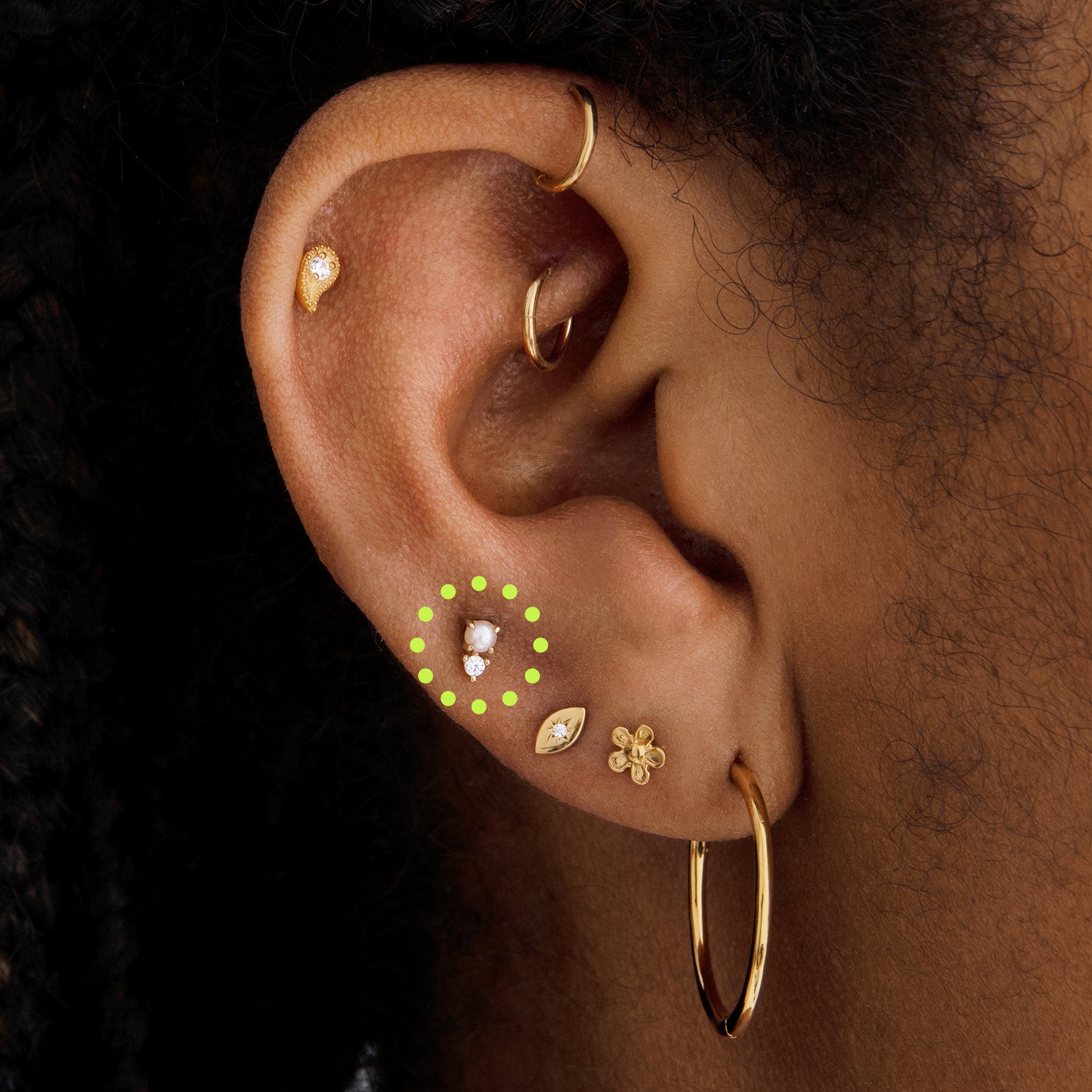 14K Stacked CZ Flatback Stud - Image 14