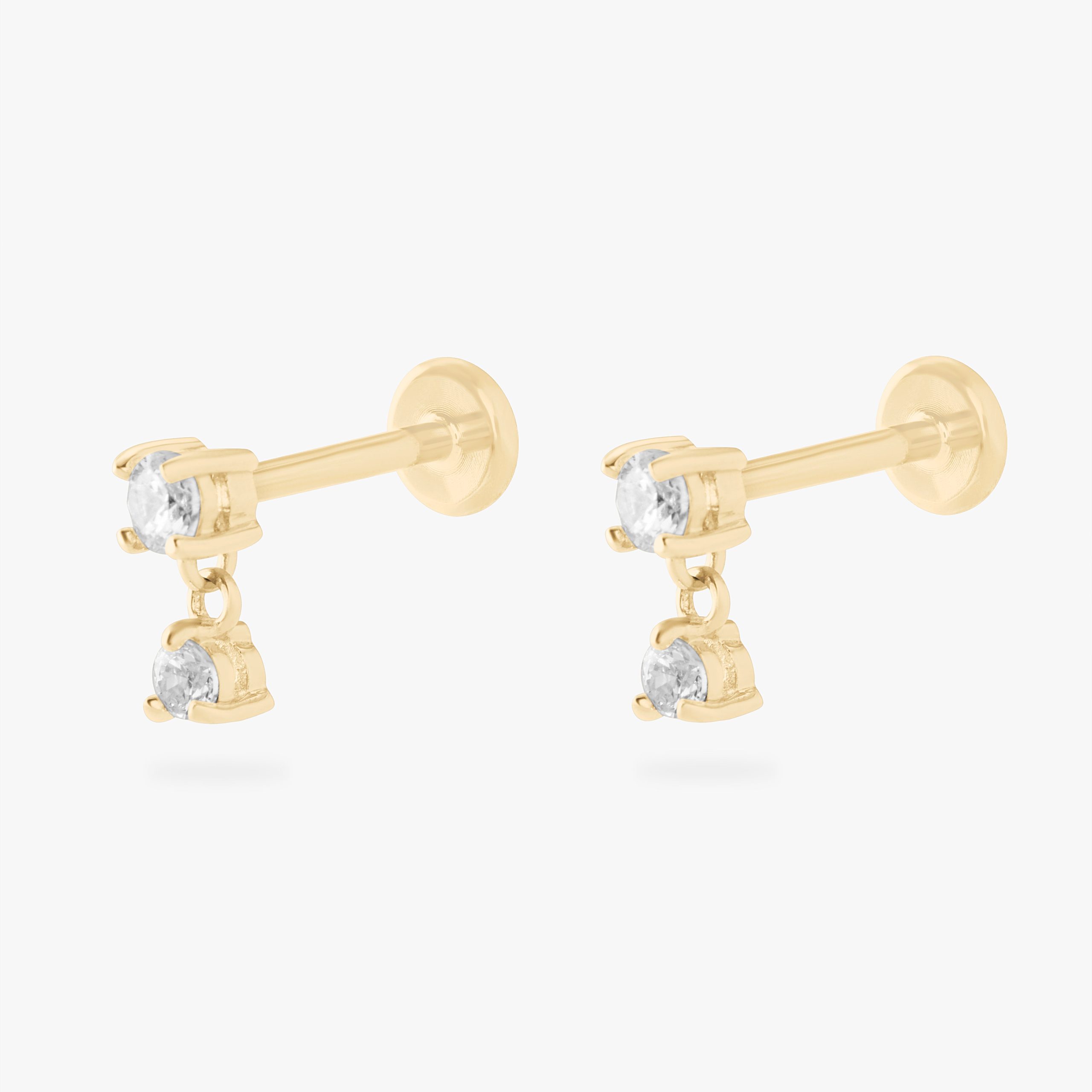 14K CZ Dangle Flatback - Image 6