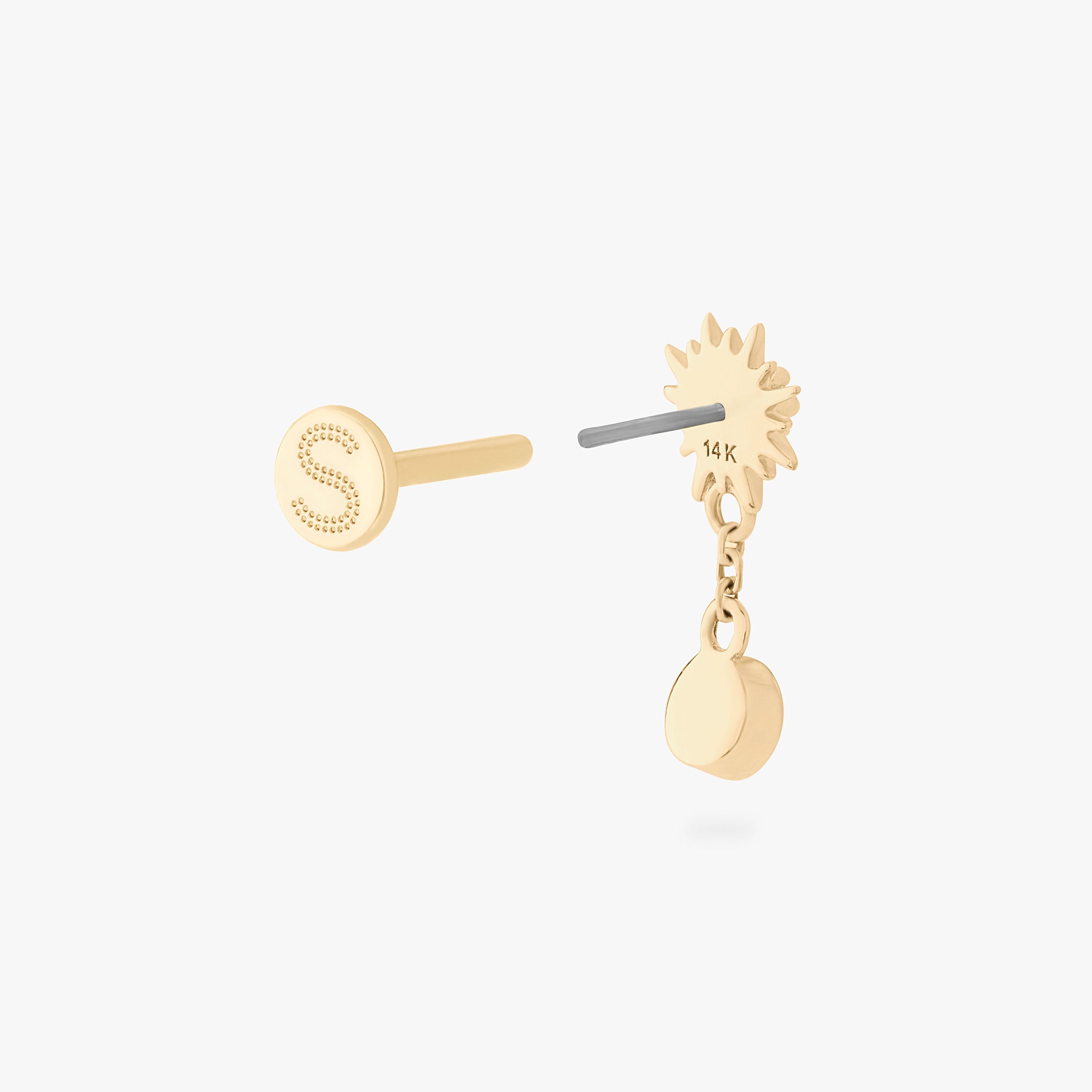 14K Twinkle Dangle Flatback Stud - Image 4