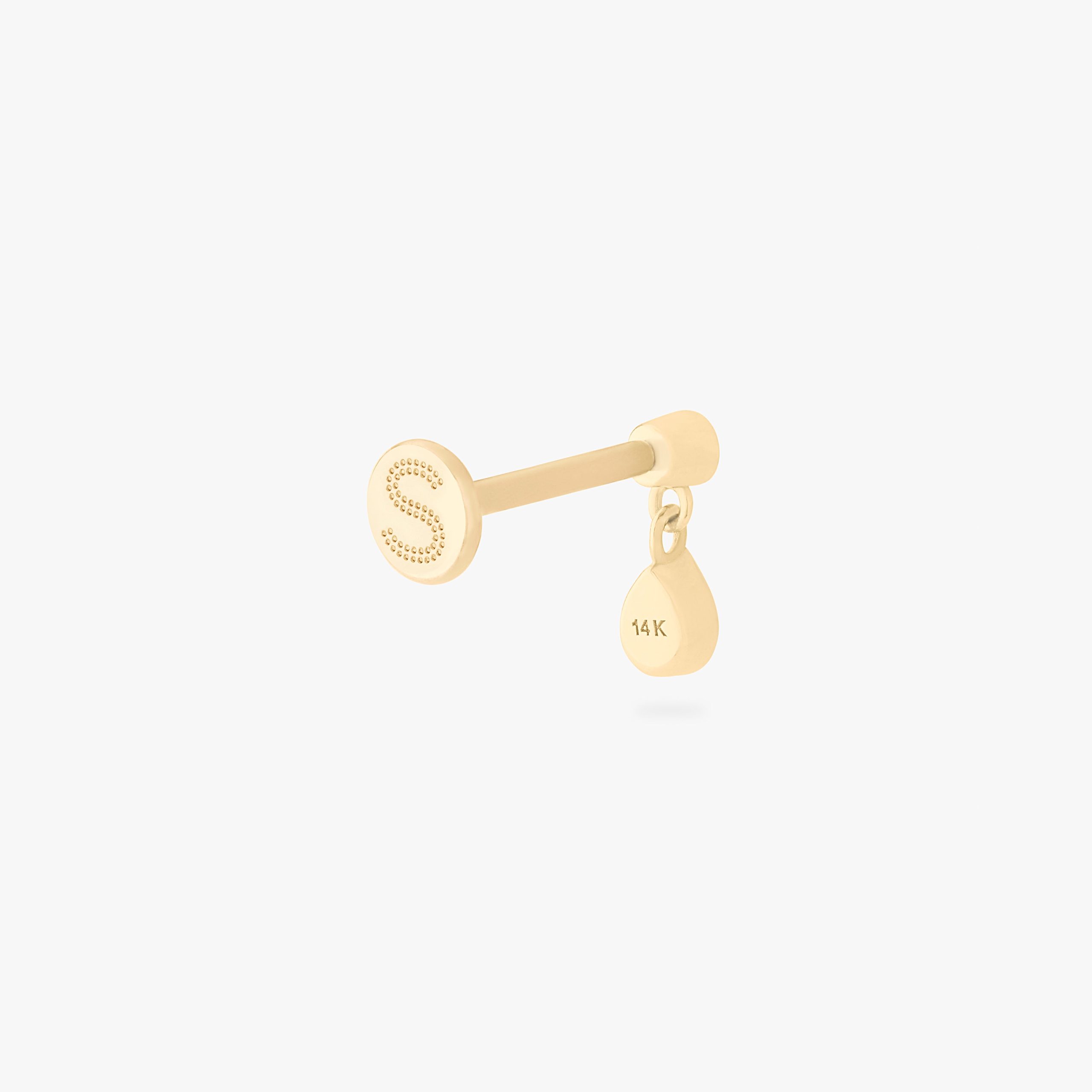 14K CZ Bezel Pear Dangle Flatback Stud - Image 5