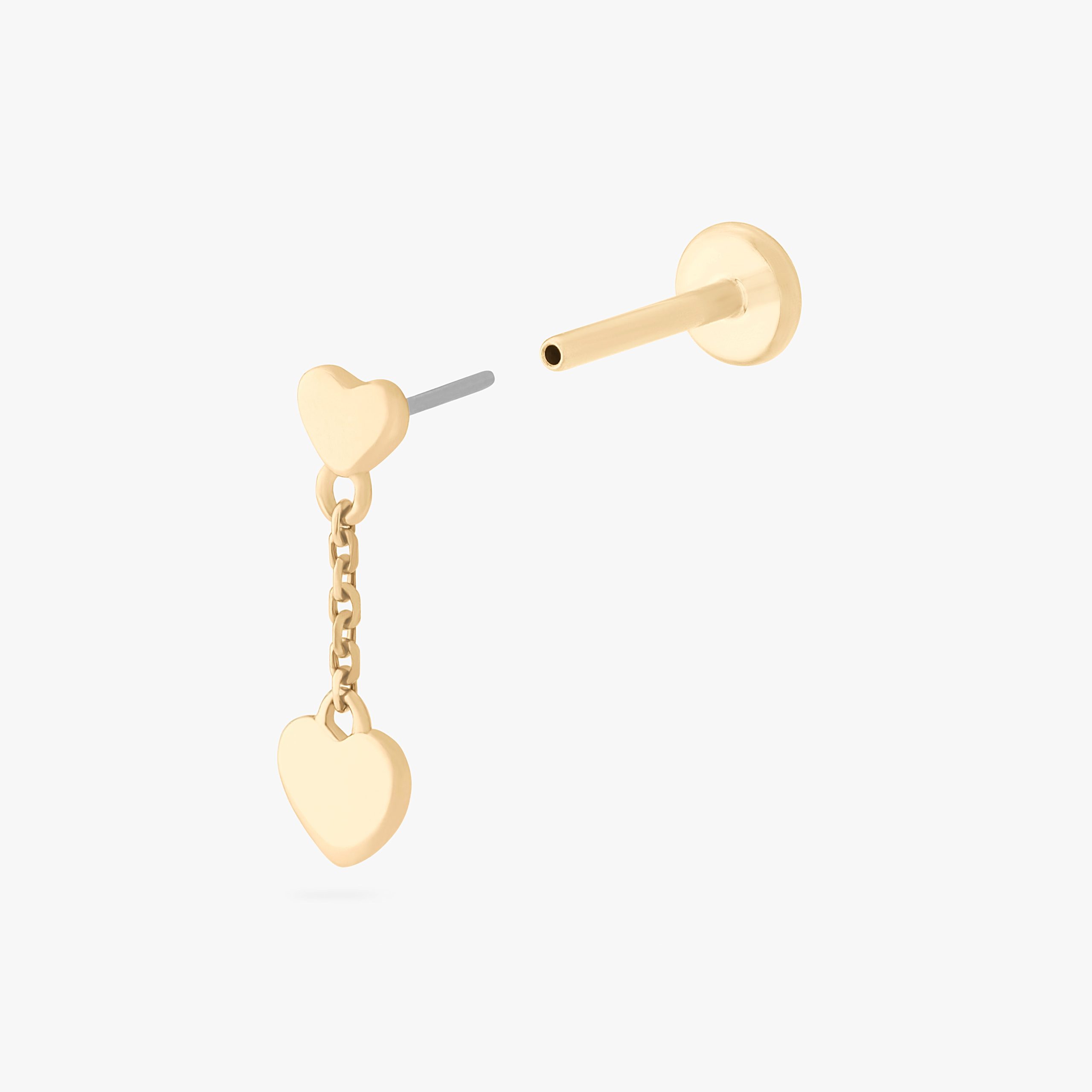14K Double Heart Dangle Flatback - Image 5