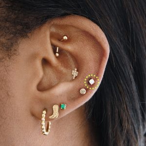 Alternative view of 14K Mini CZ Flatback Stud